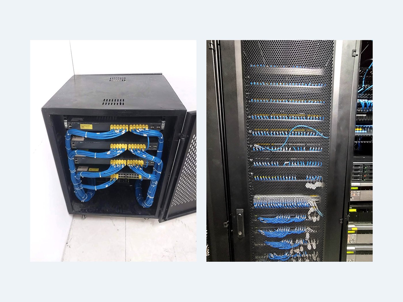 Tủ rack và hệ thống dây mạng do TEQTO thi công lại cho nhà máy